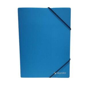 Carpeta A4 plástica 3 solapas con elástico Celeste