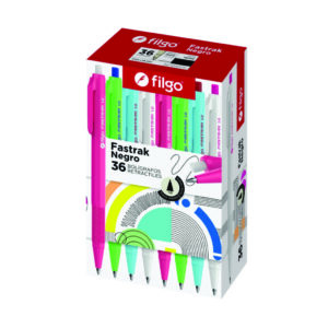 Pack x 36 unidades Bolígrafo retráctil Fastrak Filgo varios colores Tinta azul/negra